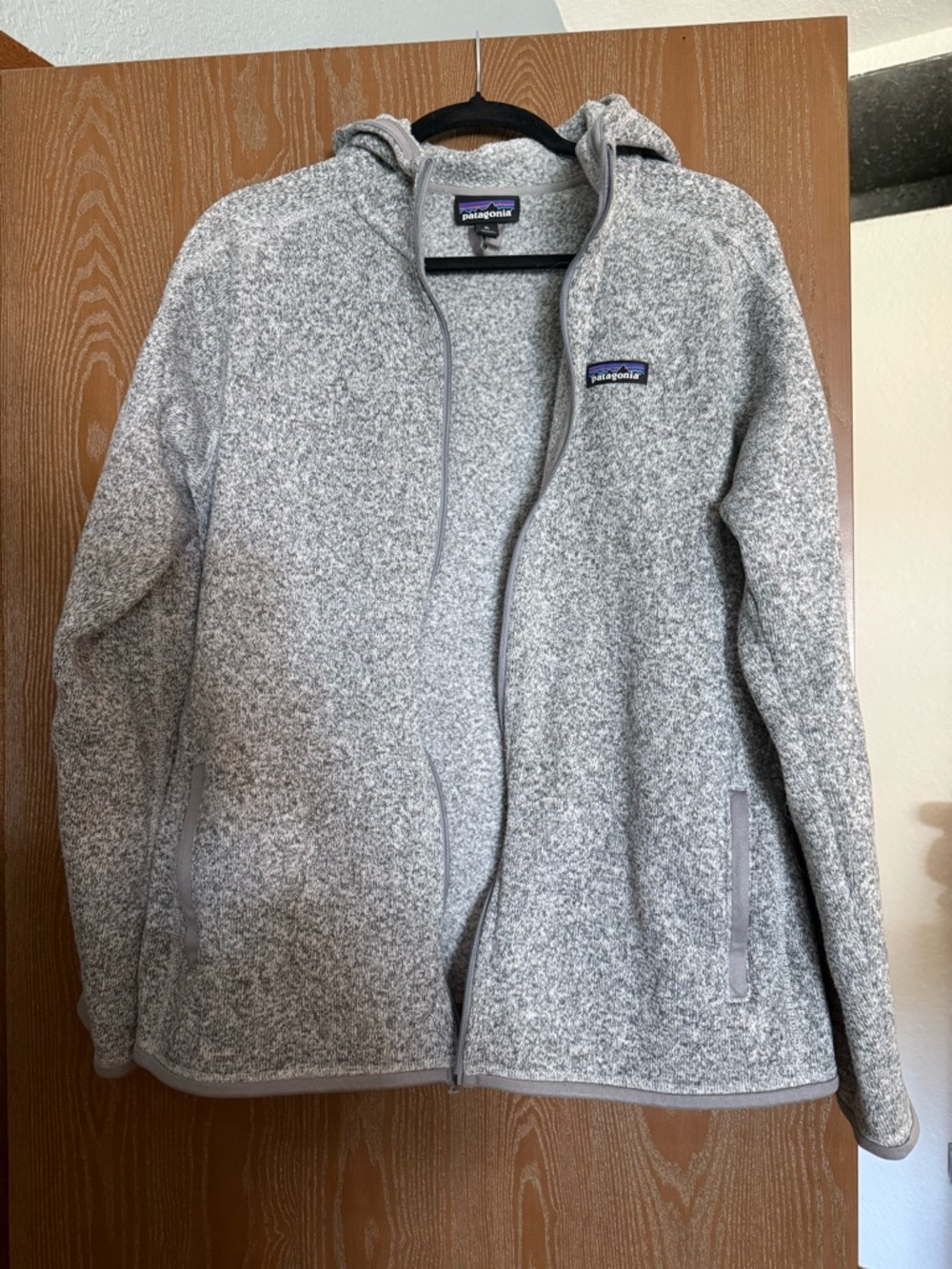 Patagonia Light Heather Gray Women's Full-Zip Teddy Fleece Jacket with Hood